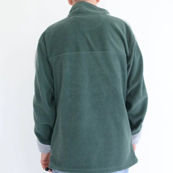 90S NCAA Green & Gray Michigan State Spartans Collegiate Fleece Half Zip Sweater - Picture 2 of 10